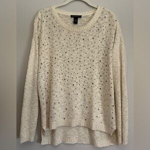 INC International Concepts Cream Sweater with Sparkle Accents